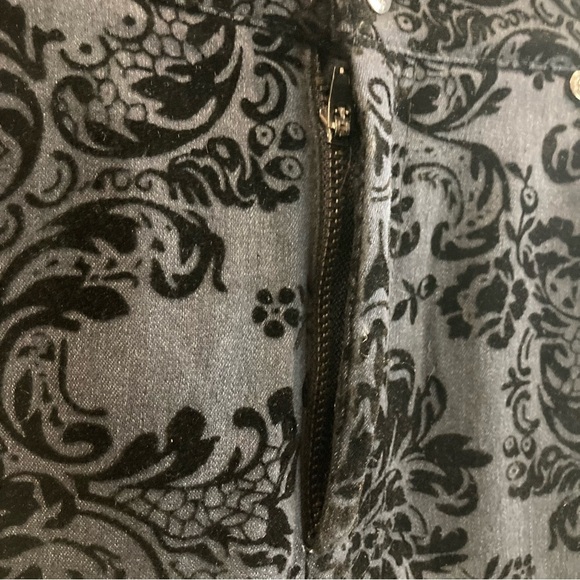 JOSEPH RIBKOFF Sz 8 Navy With Paisley Black Velvet Brocade Slim Trouser Pants - Picture 6 of 10